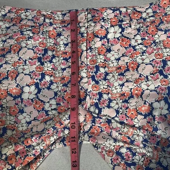 Talbots Floral Shorts Sz 8 Pink Blue White Flat Front Welt Back Pockets Summer - Picture 7 of 9